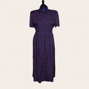 Vintage Karin Stevens Petite Dress Size 12 Royal Purple 100% Rayon